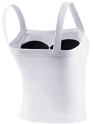 CADMUS 3 Pack Yoga Tank Tops with Sport Bra Crop Top for Running, Black/Pink/White, XX-Large