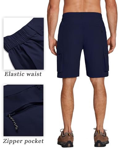 COOFANDY Mens Hiking Cargo Shorts Quick Dry Work Shorts Big and Tall Lightweight Walking Shorts for Fishing Outdoor Blue