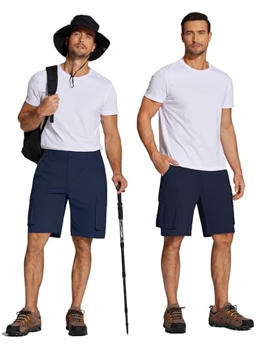 COOFANDY Mens Hiking Cargo Shorts Quick Dry Work Shorts Big and Tall Lightweight Walking Shorts for Fishing Outdoor Blue