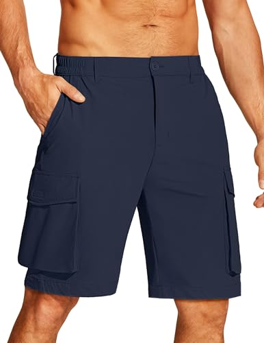COOFANDY Mens Hiking Cargo Shorts Quick Dry Work Shorts Big and Tall Lightweight Walking Shorts for Fishing Outdoor Blue