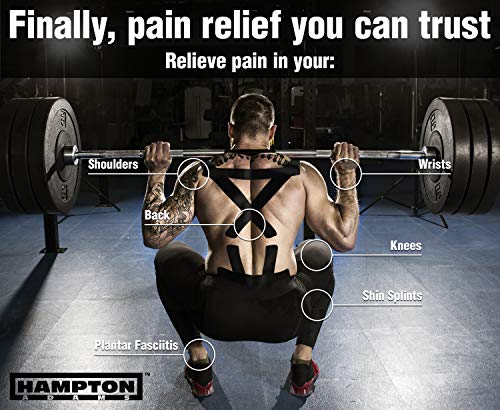 (2 Pack) Kinesiology Tape for Physical Therapy Sports Athletes – Latex Free Elastic, 16ft Water Resistant Kinetic Uncut Kinesiology Tape for Knee Pain, Elbow & Shoulder Muscle - Black