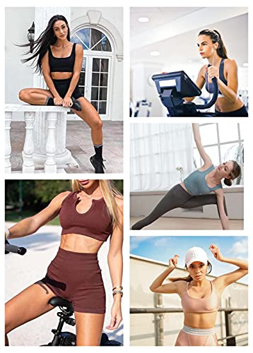 niyokki Ribbed Seamless Booty Shorts Workout sets for Women Stretchy Sport Bra Yoga Leggings Matching Workout Set,black, S
