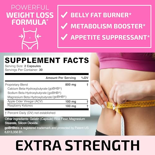 Fat Burners For Women | Weight Loss Pills for Women Belly Fat | Raspberry Ketones | Appetite Suppressant & Metabolism Booster | Back Fat Reducer & Bloating Relief | Diet Pills for Fast Result 60 Ct