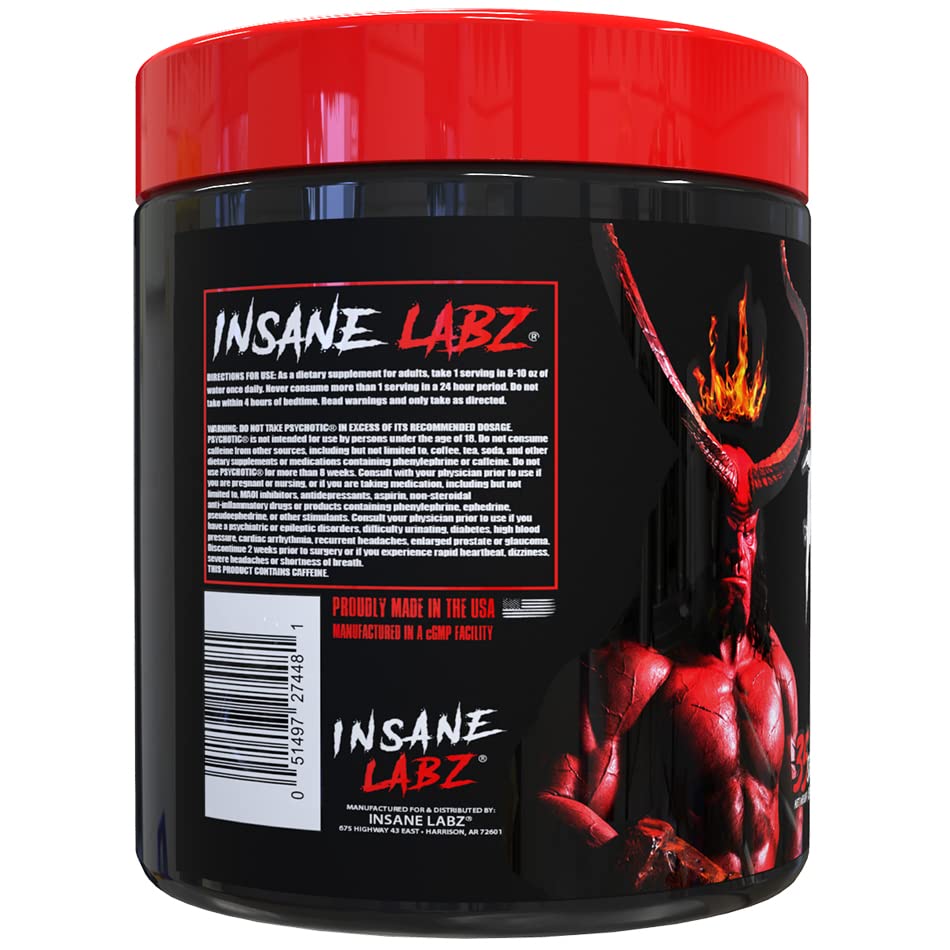 Insane Labz Hellboy Edition, High Stimulant Pre Workout Powder and NO Booster with Beta Alanine, L Citrulline, and Caffeine, Boosts Focus, Energy, Endurance, Nitric Oxide Levels, 35 Srvgs