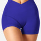 YEOREO Workout Gym Shorts for Women Scrunch Butt Lift V Cross Waist 3" Short Pants Dark Blue XL