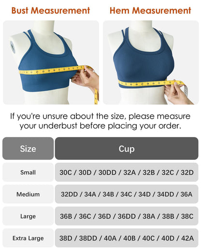 Sports Bras for Women HIigh Support, Criss-Cross Back Padded Strappy High Impact Sports Bras for Women Large Bust(0001_Black+White+Blue_M)