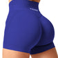 YEOREO Workout Gym Shorts for Women Scrunch Butt Lift V Cross Waist 3" Short Pants Dark Blue XL