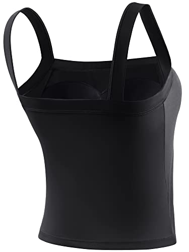 CADMUS 3 Pack Yoga Tank Tops with Sport Bra Crop Top for Running, Black/Pink/White, XX-Large