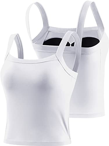 CADMUS 3 Pack Yoga Tank Tops with Sport Bra Crop Top for Running, Black/Pink/White, XX-Large