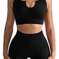 niyokki Ribbed Seamless Booty Shorts Workout sets for Women Stretchy Sport Bra Yoga Leggings Matching Workout Set,black, S