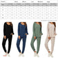 FIOPHY Women's 2 Piece Outfits Lounge Sets Long Sleeve Tops and Jogger Sweatpants Sweats Track Suits Loungewear Pajama Sets - Black L