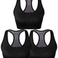 Match Womens Sports Bra Wirefree Seamless Padded Racerback Yoga Bra for Workout Gym Activewear with Removable Pads #001(1 Pack of 3(Black),L)