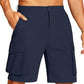 COOFANDY Mens Hiking Cargo Shorts Quick Dry Work Shorts Big and Tall Lightweight Walking Shorts for Fishing Outdoor Blue