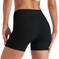 keriffe Womens Crossover Biker Shorts 5" High Waisted Yoga Workout Athletic Running Spandex Shorts Black