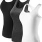 NELEUS Women's 3 Pack Compression Workout Long Tank Top,Black,Grey,White,3XL