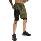 JWJ Men's 2 in 1 Workout Running Shorts 7 Inch Lightweight Athletic Gym Shorts with Compression Liner Army Green M