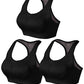 Match Womens Sports Bra Wirefree Seamless Padded Racerback Yoga Bra for Workout Gym Activewear with Removable Pads #001(1 Pack of 3(Black),L)