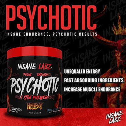 Insane Labz Hellboy Edition, High Stimulant Pre Workout Powder and NO Booster with Beta Alanine, L Citrulline, and Caffeine, Boosts Focus, Energy, Endurance, Nitric Oxide Levels, 35 Srvgs