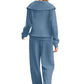XIEERDUO Lounge Sets For Women 2 Piece Long Pants Sweatshirt Fall Winter Outfits Haze Blue S