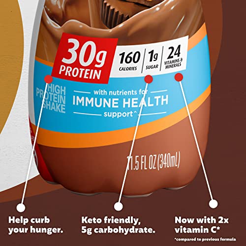 Premier Protein Shake, Chocolate Peanut Butter Liquid, 30g Protein, 1g Sugar, 24 Vitamins & Minerals, Nutrients to Support Immune Health, gluten free, 11.5 Fl Oz, Pack of 12