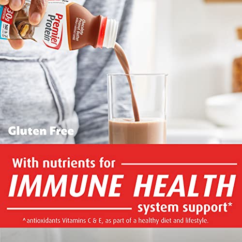 Premier Protein Shake, Chocolate Peanut Butter Liquid, 30g Protein, 1g Sugar, 24 Vitamins & Minerals, Nutrients to Support Immune Health, gluten free, 11.5 Fl Oz, Pack of 12