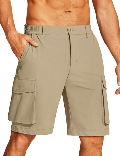 COOFANDY Mens Hiking Shorts Quick Dry Cargo Shorts Lightweight Work Shorts Big and Tall Summer Shorts for Fishing Khaki
