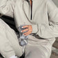 Aleumdr 2 Piece Sweatsuit Outfits for Women Jogging Sets Casual Long Sleeve Half Zip Pullover Drawstring Jogger Lounge Tracksuit Gray Medium